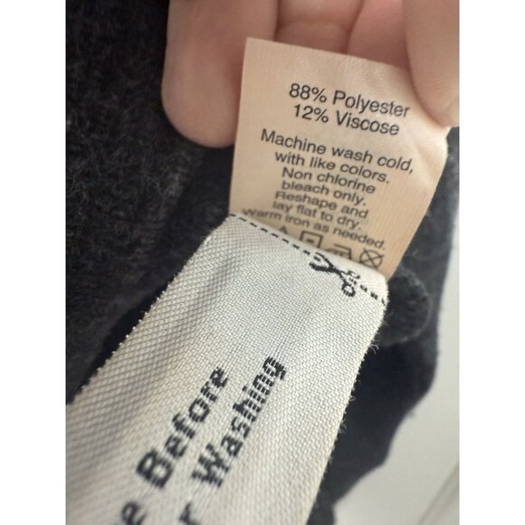 Madewell Charcoal Gray Knit Popover Deep Plunging V-Neck Sweater Medium - Picture 5 of 9